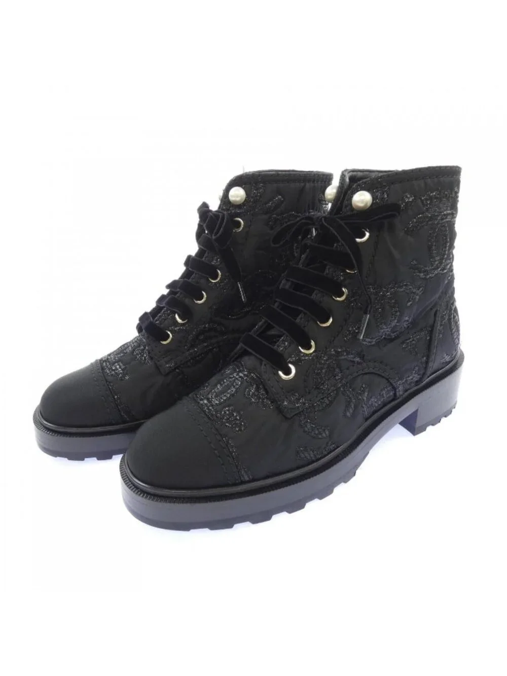Chanel Lace-up Boots Black
